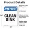 Signmission Clean Sink, 18 in W x Rectangle, Vinyl Decal OS-2PACK-NS-D-1824-V-10628 - alternate 2